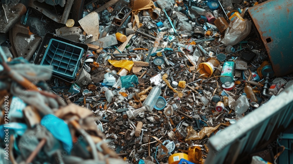 Aufkleber a pile of trash with a bunch of bottles. suitable for environmental and recycling themes