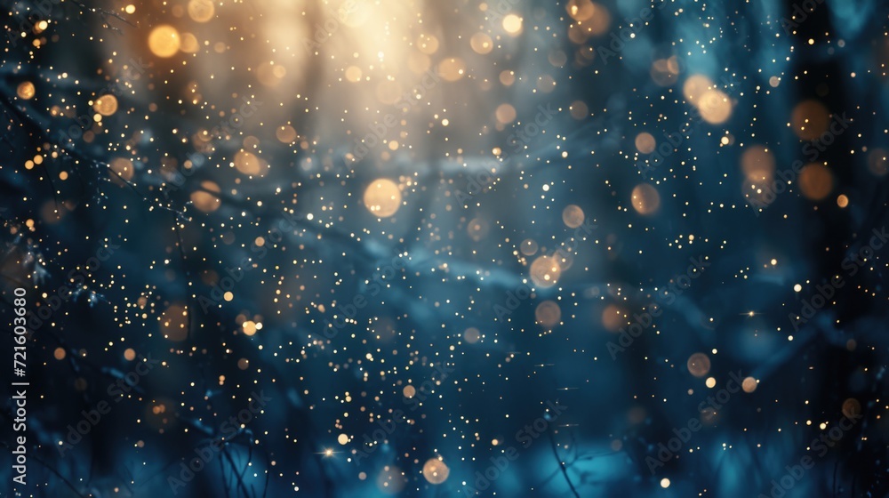 Poster a blurry image capturing the beauty of a snow-covered forest. ideal for creating a dreamy winter atm