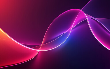 
Renderização 3D, fundo minimalista abstrato. Primavera de néon brilhante, linha simples com loops, gradiente violeta azul rosa vermelho, papel de parede ultravioleta moderno - obrazy, fototapety, plakaty