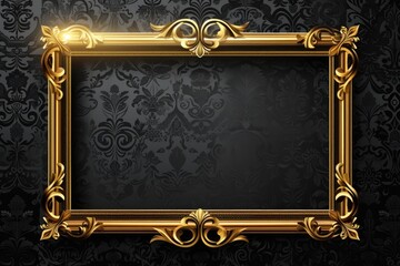 A gold frame is showcased against a black background. This image can be used for various design purposes