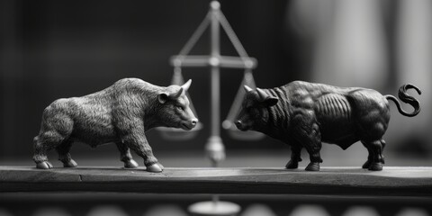 Two bull figurines standing side by side. Perfect for home decor or as a symbol of strength and unity