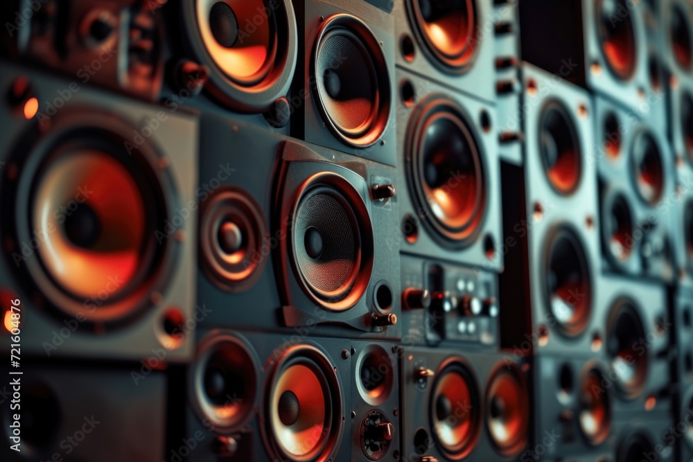 Aufkleber A stack of speakers piled on top of each other. Versatile image for various music-related themes and concepts