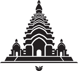 Black and White Ornate Temple DesignIndian Temple Structure Vector Sketch