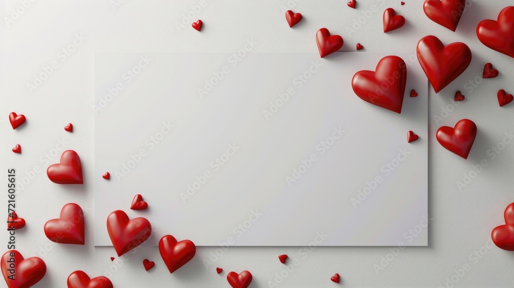 Poster a white paper with a background filled with many red hearts. perfect for valentine's day or expressi