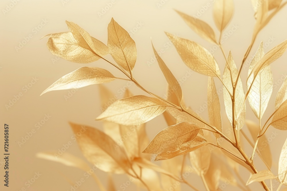 Aufkleber a detailed view of a plant with shimmering gold leaves. perfect for adding a touch of elegance to an