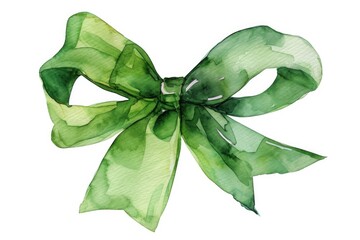 A beautiful watercolor painting of a green bow. Perfect for adding a touch of elegance and charm to any project or design
