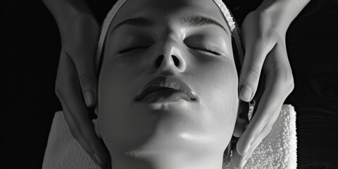 Woman getting a relaxing facial massage. Perfect for beauty and wellness concepts