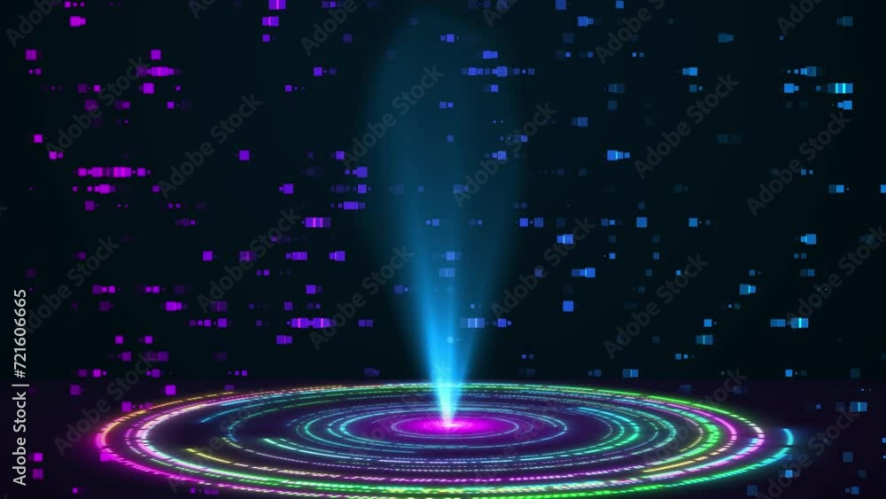 Poster circle hud animation background with light effects, modern high technology hud circle animation back