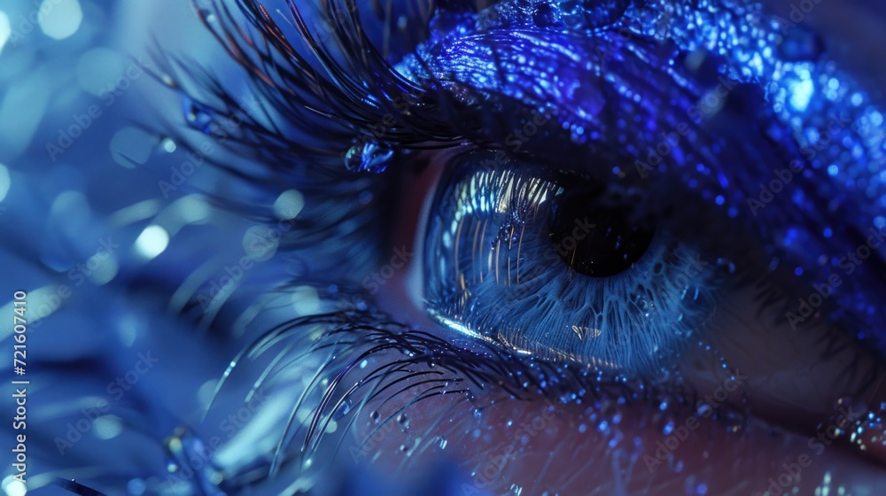 Poster Close up of a person's eye with glitter. Perfect for adding a touch of sparkle to any project