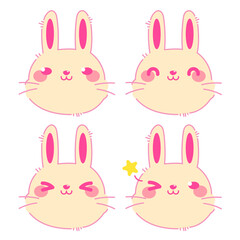 vector color set of icons with cute bunny for Easter