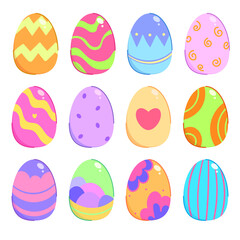 vector color icon set with many different easter eggs