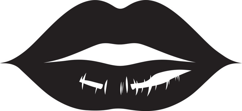 Ebony Elegance Lips in BlackDark Delight Black Lips Vector Art