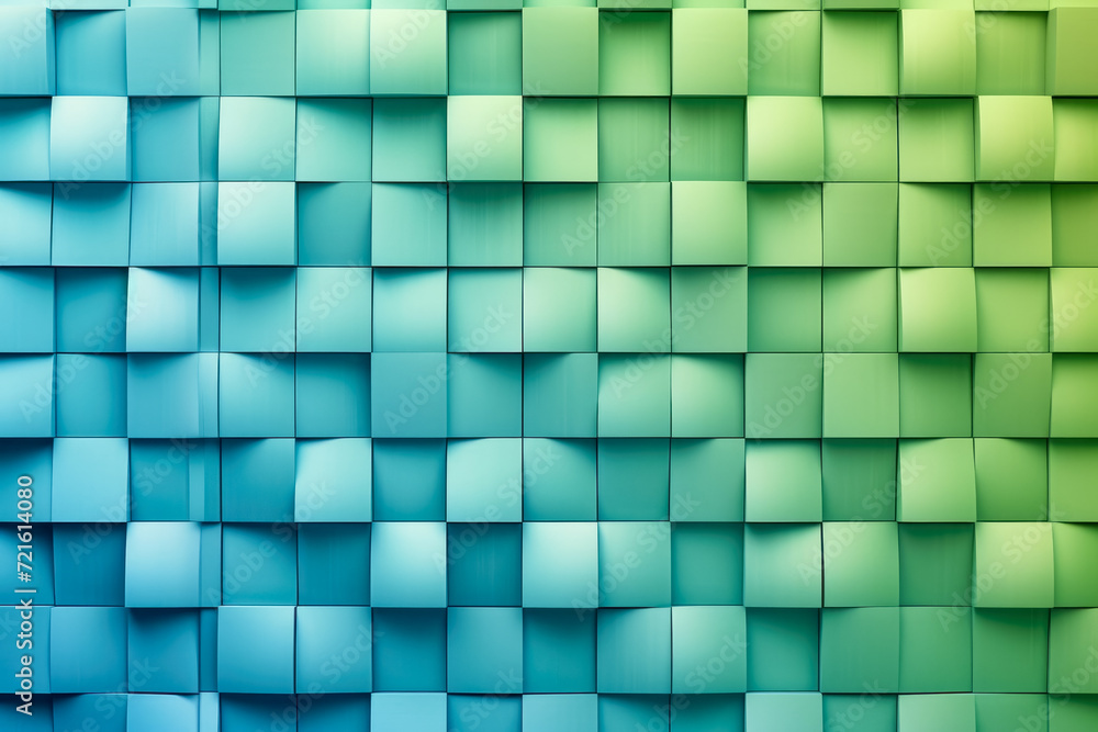 Poster create a pattern of squares with a gradient of blue and green colors