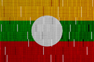 Flag of Shan State on a textured background. Concept collage.