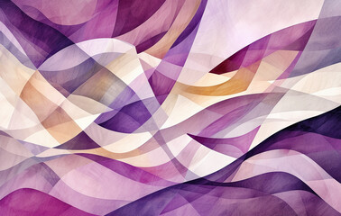 Artistic abstract background with purple, lavender, and beige waves, resembling flowing silk or soft fabric.
