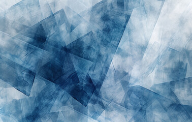 Abstract Geometric Watercolor in Shades of Blue
