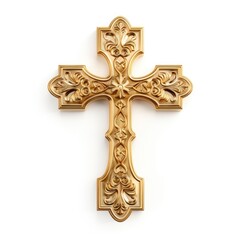 Golden cross on a white background