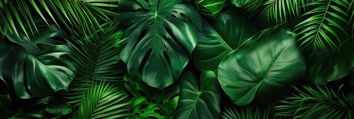 Fototapeta na wymiar Tropical green leaves. Lush jungle background.
