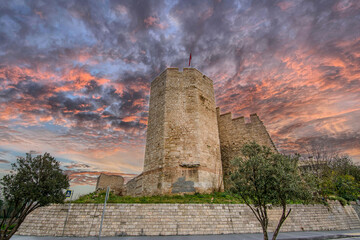 The Theodosian Walls gate view in Istanbul. The Theodosian Walls were built to defense Byzantine Empire.