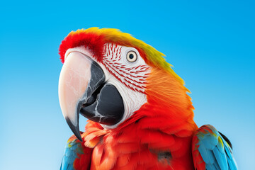 Colorful Macaw Parrot Against Blue Sky