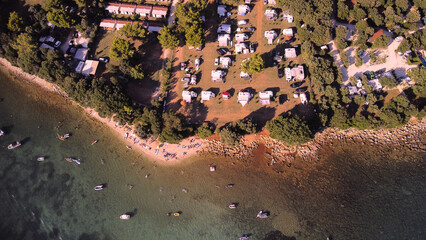 drone shot of Adriatic sea beach on Island in Croatia