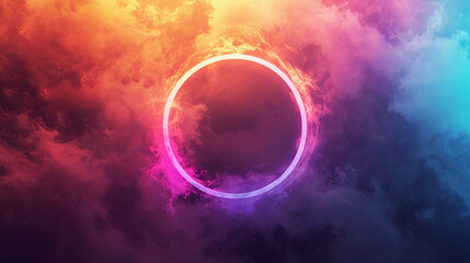 Cosmic Neon Portal in Vivid Cloudscape
