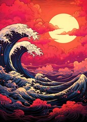 Golden Horizons: Sunset Sea Wave Serenity