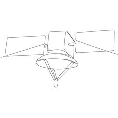 Continuous one line drawing of a Satellite Icon. Single line draw design vector graphic illustration