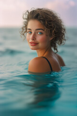 young woman in the sea