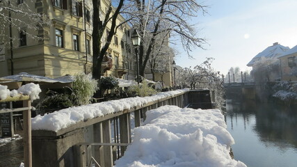 Ljubljana, snow, winter, street