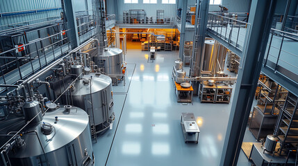 Top view food production factory with Epoxy floor