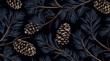 seamless background with coniferous branches pattern, coniferous, fir, 