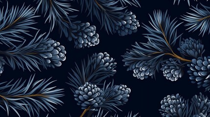 Naklejka premium seamless background with coniferous branches pattern, coniferous, fir, 