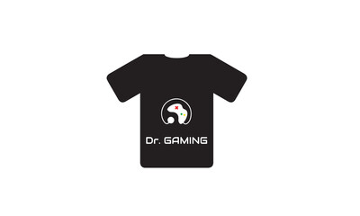 dr gaming  Icon on T-shirt attractive and colorful logo 