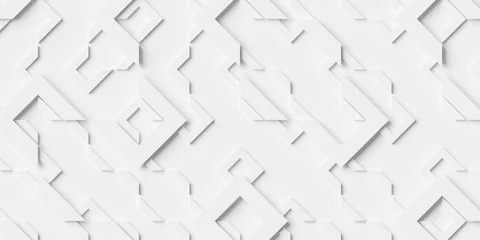 Fotobehang Two layers white geometry shapes modern technology futuristic background wallpaper banner template © Shawn Hempel