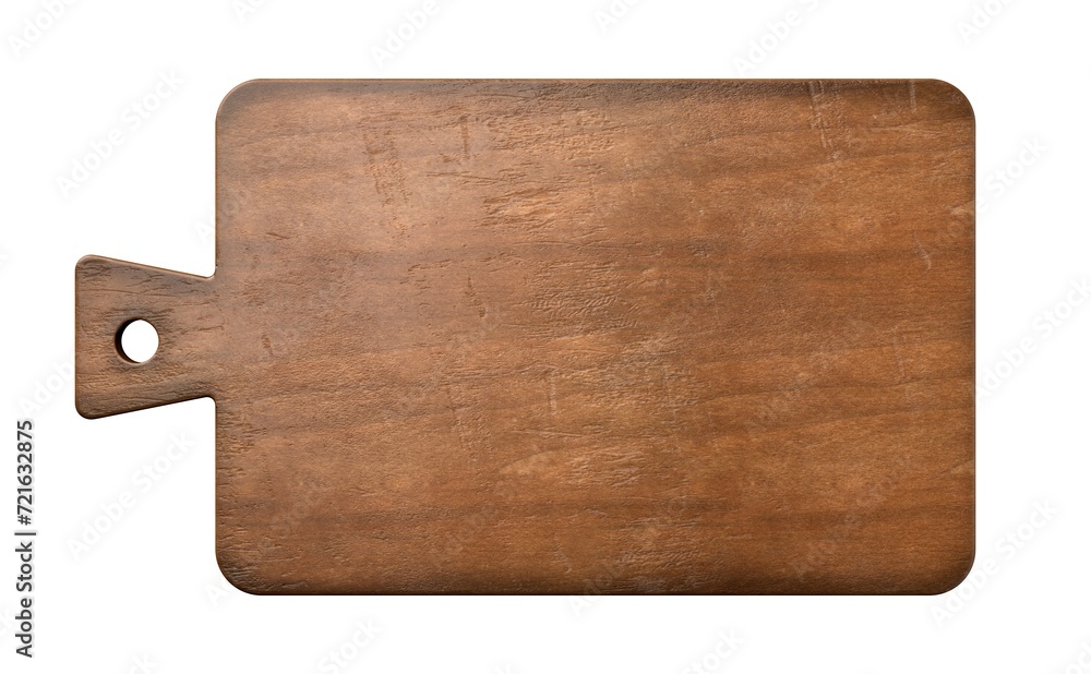Poster old rustic empty wooden cutting or chopping board isolated on white background flat lay top view fro