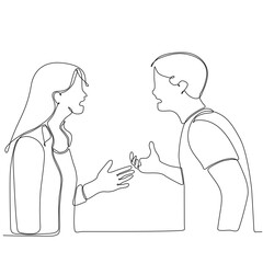 continuous line drawing of two businessmen arguing