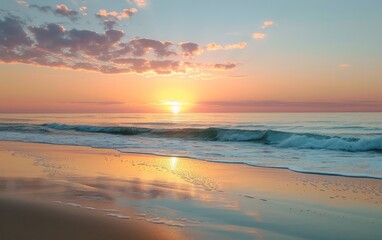Fototapeta na wymiar Beautiful sunset on the beach. Colorful summer sunrise over the sea