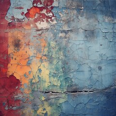 Grunge multicolor wall texture, Destroyed wall effect and backrgound