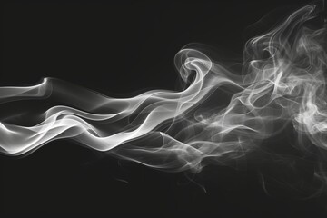 Smoke Billows in the Air Against a Black Background