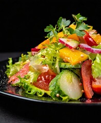 Vegetarian salad of vegetables with cheddar cheese