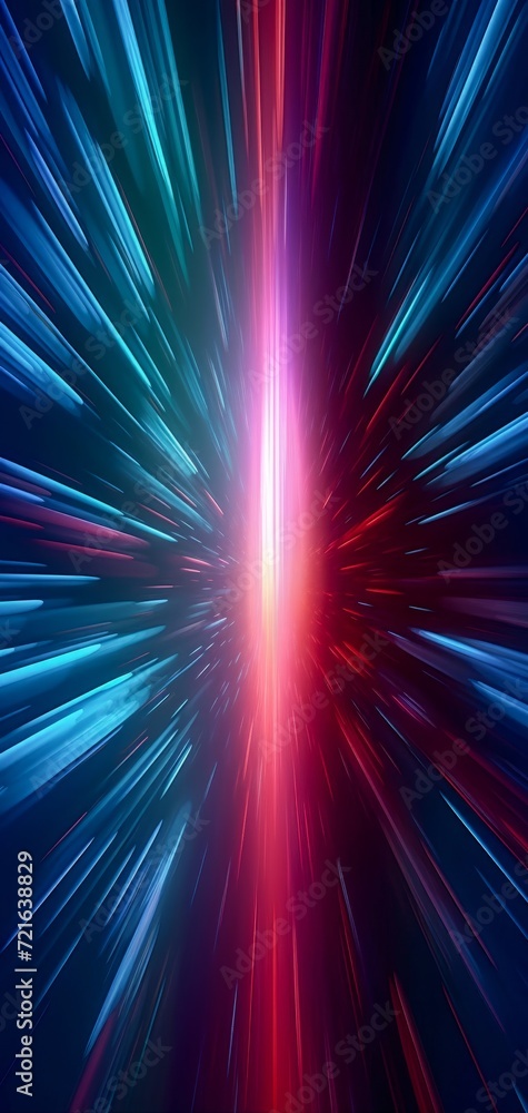 Poster bright blue and red background with line patterns. generative ai.