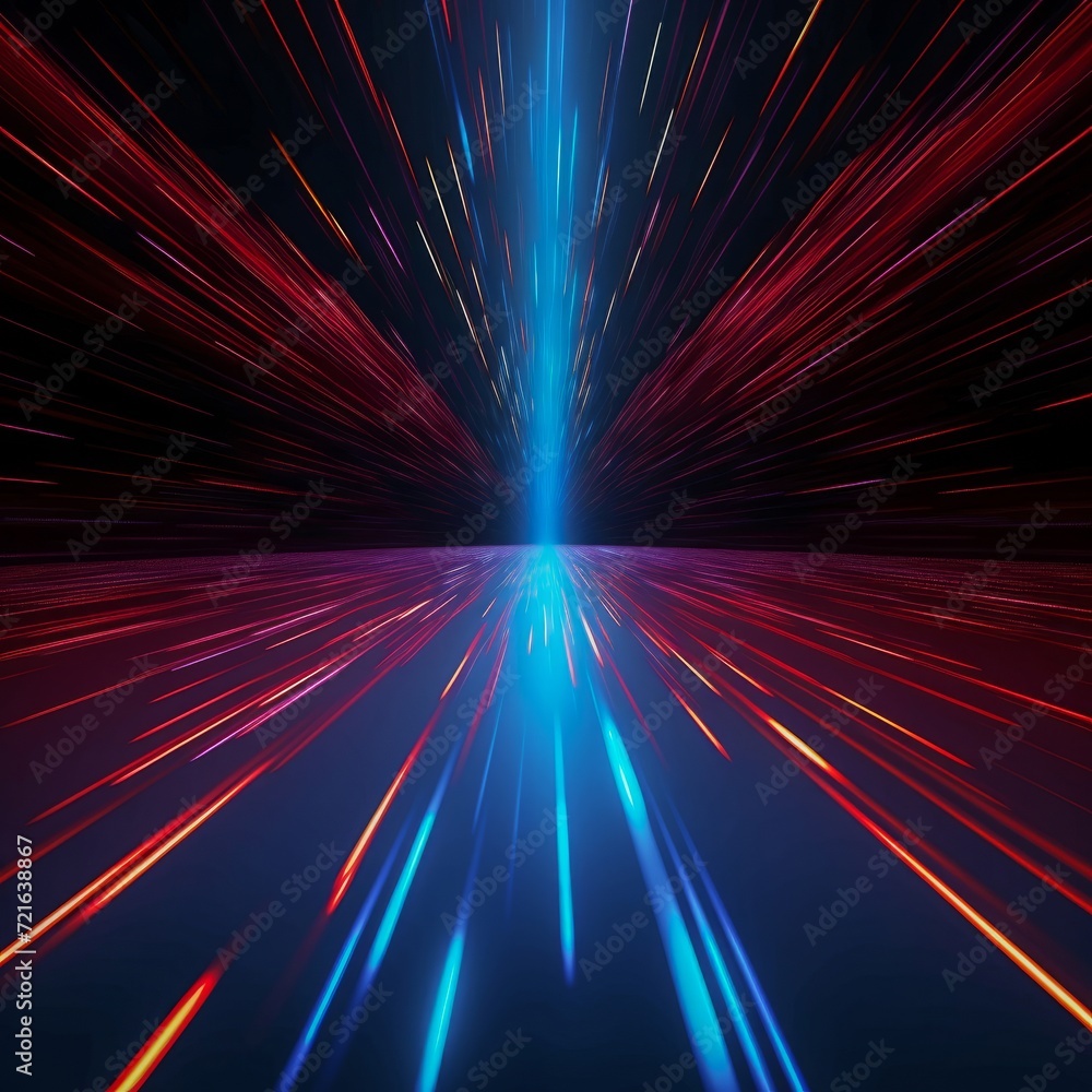 Poster blue and red abstract background with lines. generative ai.