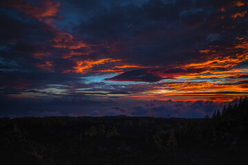 sunset over the clouds