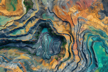 Digital elevation model. GIS product made after proccesing aerial pictures. It shows excavation site with steep rock walls that was mapped from a drone
