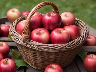 Fresh red apples standing in a basket