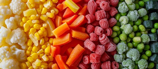 Vibrant Background of Different Frozen Vegetables Adds Colorful Depth to Any Dish