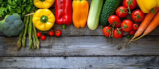 Fresh Vegetables on a Rustic Wooden Background: A Perfect Blend of Nature's Bounty on a Vibrant Vegetables, Wooden, Background