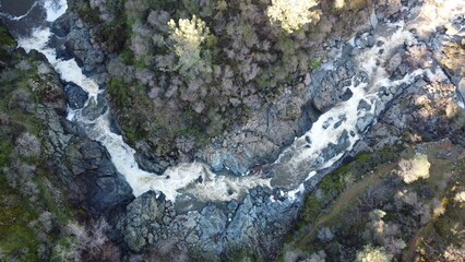 Rocky river aerial drone photo