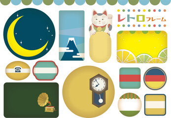 ノスタルジックなバナー 昭和レトロで彩るタイトルフレーム（テキストなし）